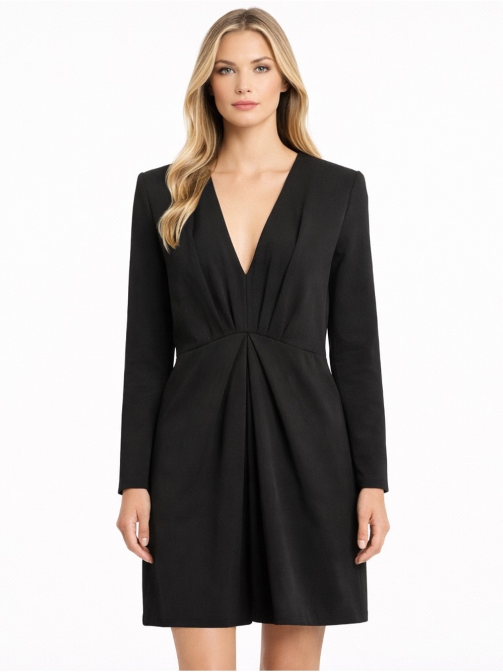 The Kooples Glam Black V Neck Dress Shoulder Pads Size 2 New With Tags